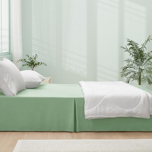 Heywaller 14 Inch Drop Bed Skirt Twin Size Sage Green 1