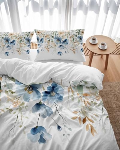 ZOE GARDEN Blue Floral Duvet Cover Set