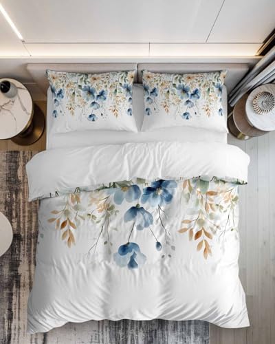 ZOE GARDEN Blue Floral Duvet Cover Set