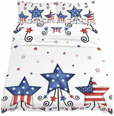 Boanket Bedding King Sheet Set 4th of July 4 Piece Microfiber