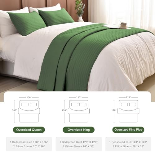 Masaca Olive Green Oversized Queen Quilt Set