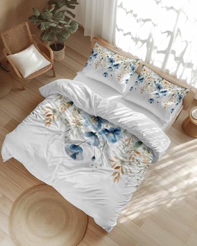 ZOE GARDEN Blue Floral Duvet Cover Set