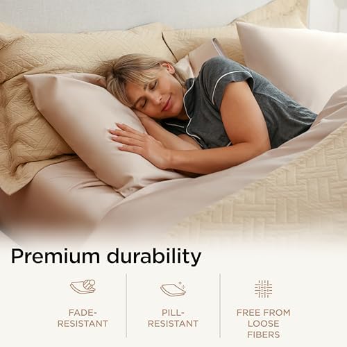 Threadmill Twin XL Sheet Set 656 Thread Count Beige