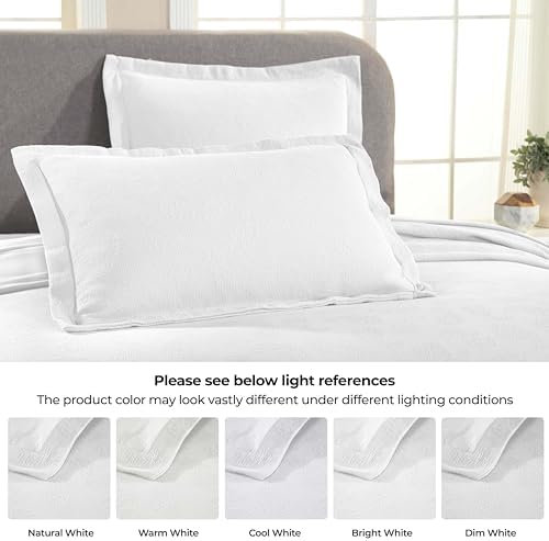 Superior Paisley 3 Piece Cotton Bedspread Set Twin White