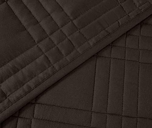 Chezmoi Collection King Size Bedspread Set 3-Piece Brown