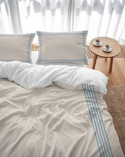 ZOE GARDEN Blue Striped Duvet Cover Set 3 Piece 1