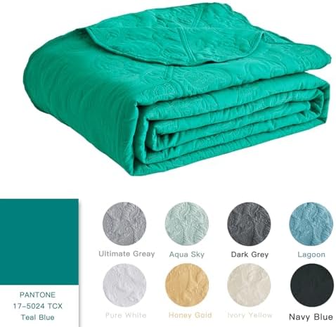 HZ HY Oversized King Bedspread Set - Teal Blue