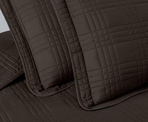 Chezmoi Collection King Size Bedspread Set 3-Piece Brown