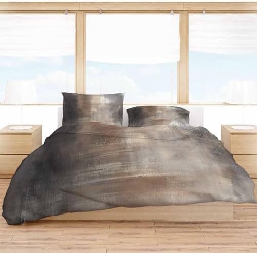 ZOE GARDEN Brown Grey Duvet Cover Set 3 Piece 1