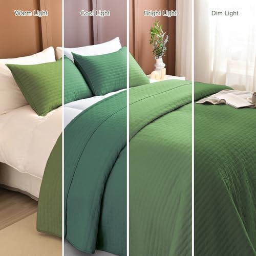Masaca Olive Green Oversized Queen Quilt Set