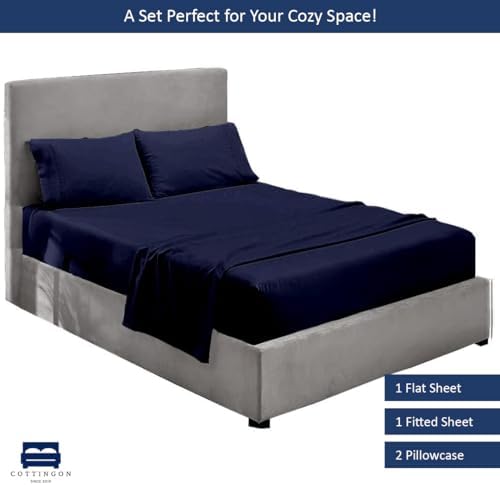 Cottingon 4 Piece Twin XL Bedding Set Navy Blue