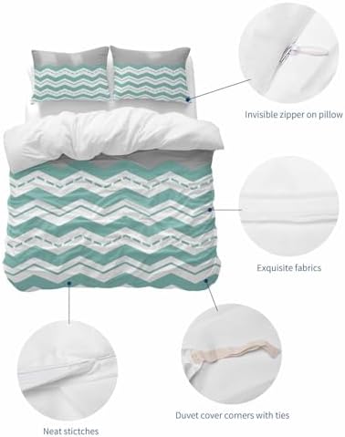 ZOE GARDEN Turquoise Chevron Duvet Cover Set