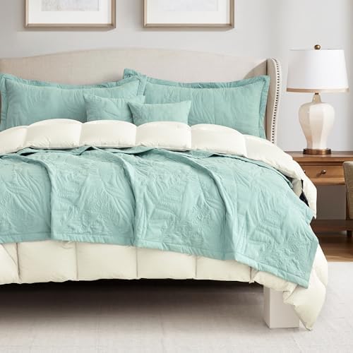 HZ HY Botanical Leaves King Bedspread Set 5 Piece