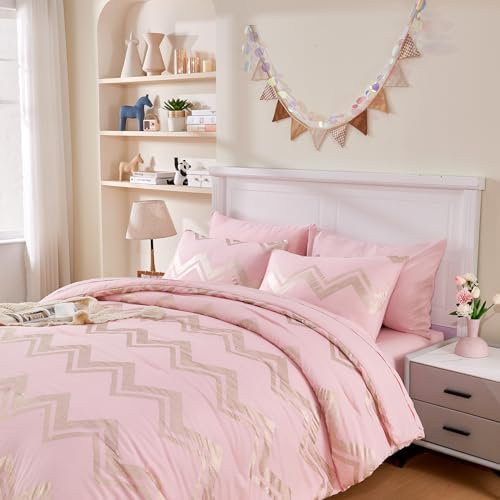 Wowelife 5-Piece Pink TwinTwin XL Comforter Set