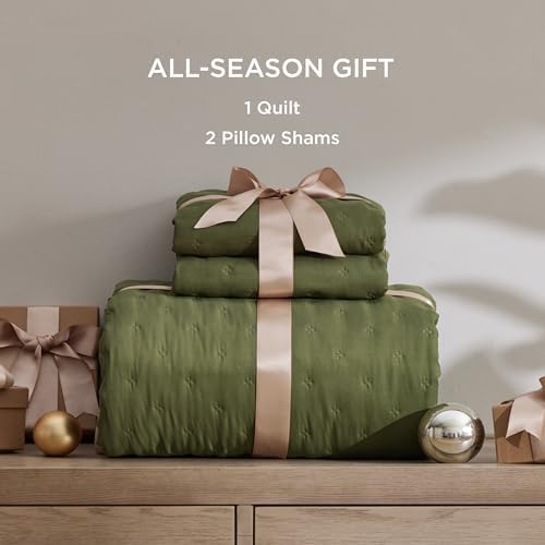 Bedsure King Quilt Set - Ultra Soft Olive Green Bedspread