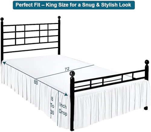 Shreem Linen Ruffled Bed Skirt King Size White