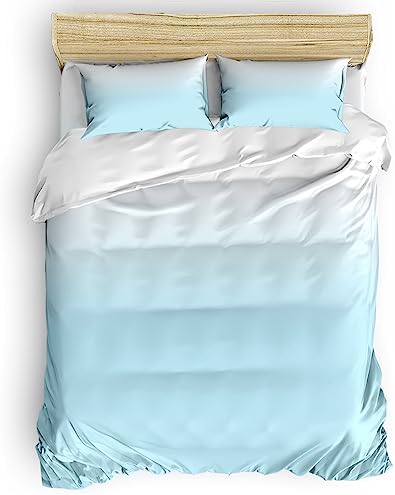 LooPoP 4PCS California King Comforter Set Gradient Blue White Ombre