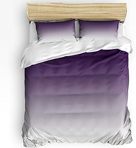 HELLOWINK King Size Duvet Cover 3 Piece Set Ombre Purple