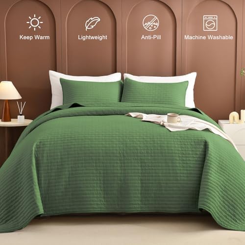 Masaca Olive Green Oversized Queen Quilt Set