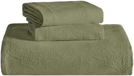 Superior Cotton Bedspread Set 3-Piece Sage King