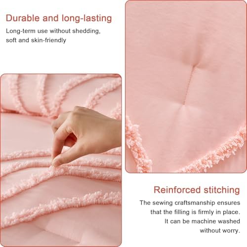 ENJOHOS Pink King Size Bedding Set with Rainbow Design