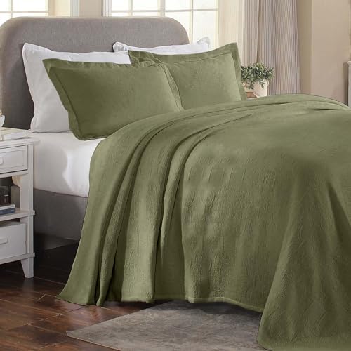 Superior Cotton Bedspread Set 3-Piece Sage King