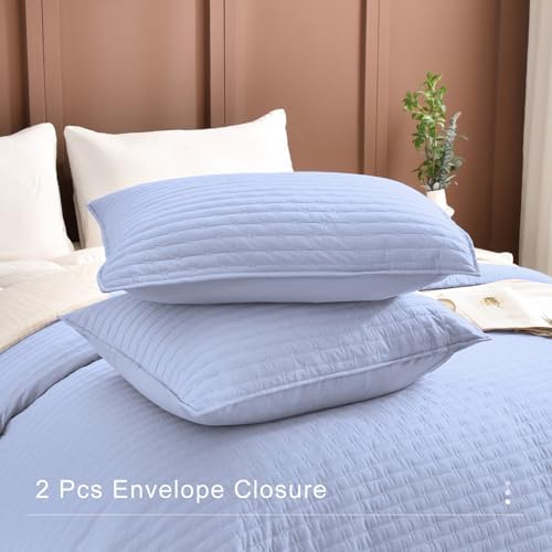 Masaca Oversized King Quilt Set 3 Piece Light Blue