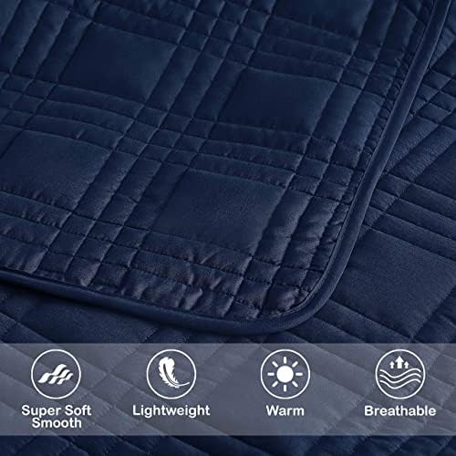 Chezmoi Kingston Queen Bedspread Set 3-Piece Navy
