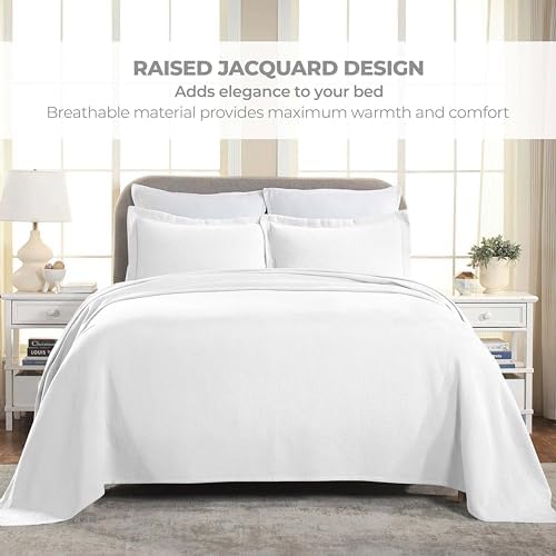 Superior Paisley 3 Piece Cotton Bedspread Set Twin White