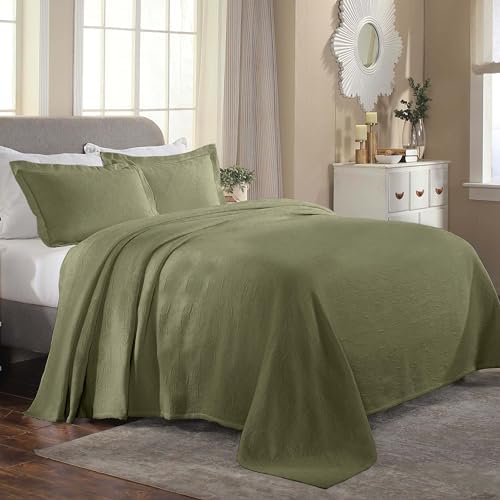 Superior Cotton Bedspread Set 3-Piece Sage King