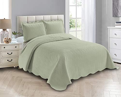 Linen Plus Luxury Oversized Coverlet Set Light Green