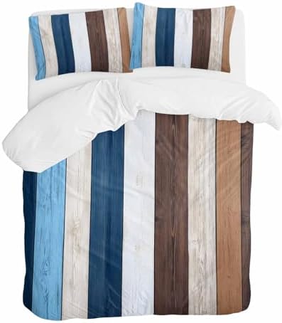 ZOE GARDEN Blue Brown Duvet Cover Set Full Size
