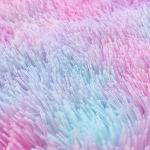 Kids Girls Faux Fur Queen Comforter Set 3PC