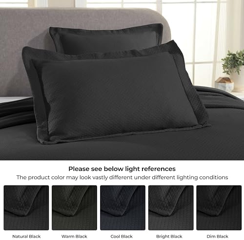 Superior Solitaire Cotton Bedspread Set 3 Piece Twin Black