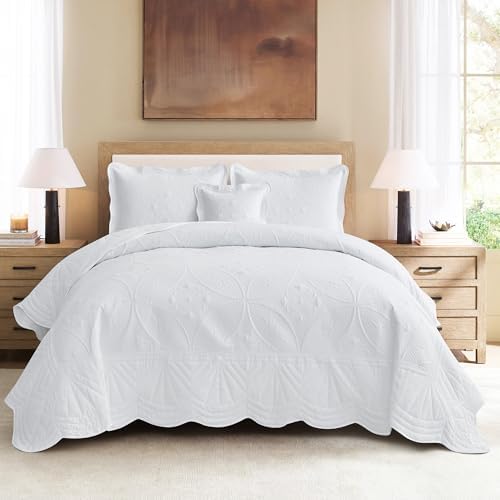 DaisyHuang Oversized Bedspread Set - 5 Piece White Reversible