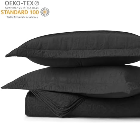 Hansleep Black Quilt King Size - Baroque Ultra Soft Bedspread Set