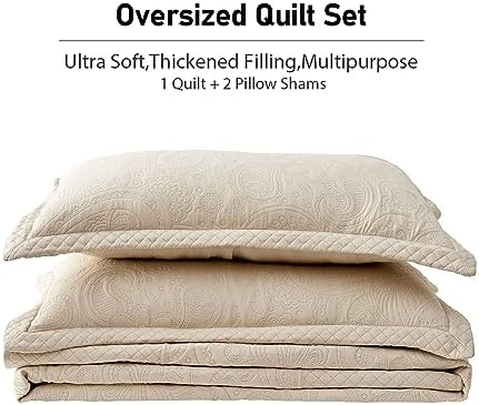 Qucover Alaska King Bedspread Set 3 Piece Paisley Microfiber
