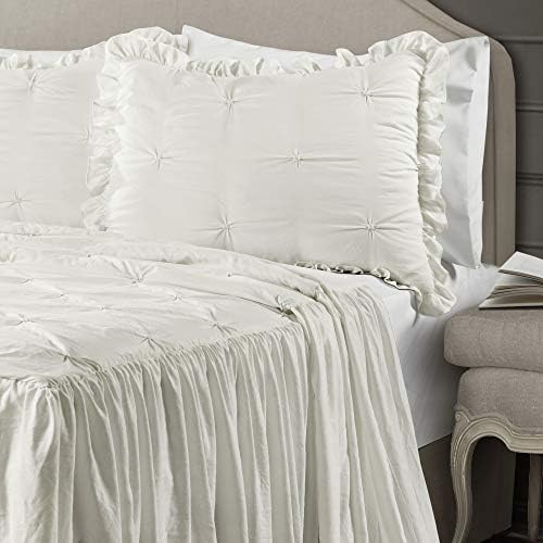 Lush Decor Ravello Pintuck Ruffle Skirt Bedspread Set King White
