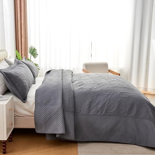 ECHODRM Oversized King Quilt 120x118 Dark Grey