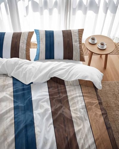 ZOE GARDEN Blue Brown Duvet Cover Set Full Size