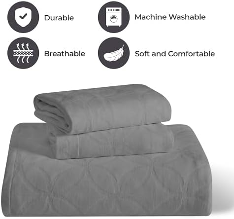 Superior Cotton Bedspread Set with Pillow Shams Grey King Size