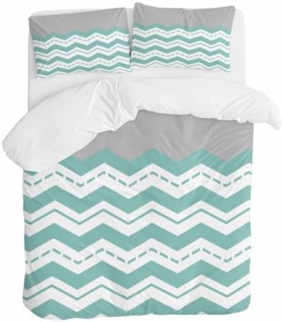 ZOE GARDEN Turquoise Chevron Duvet Cover Set