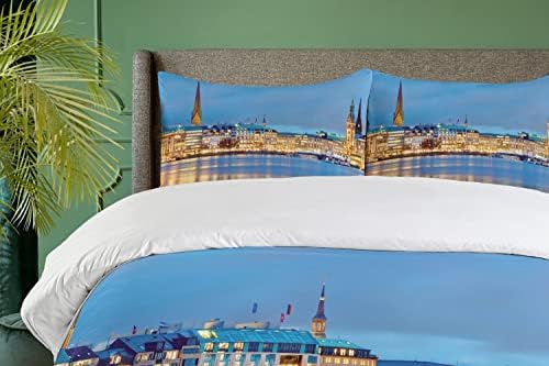 Ambesonne European Duvet Cover Set - Old Town Baroque Print Twin Size