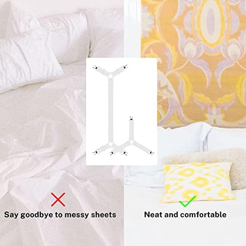 SCYROX Bed Sheet Holder Straps 6 pcs Adjustable White
