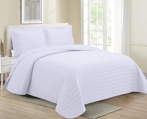 Elegant Home Nancy 3 Piece Bedspread Set White KingCal King