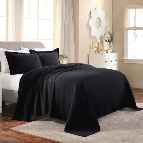 Superior Cotton Fleur De Lis Bedspread Set Black Full