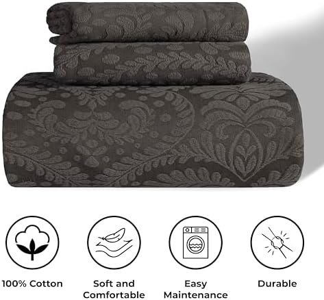 Superior Aspen Cotton Blend 2 Piece Bedspread Set Charcoal