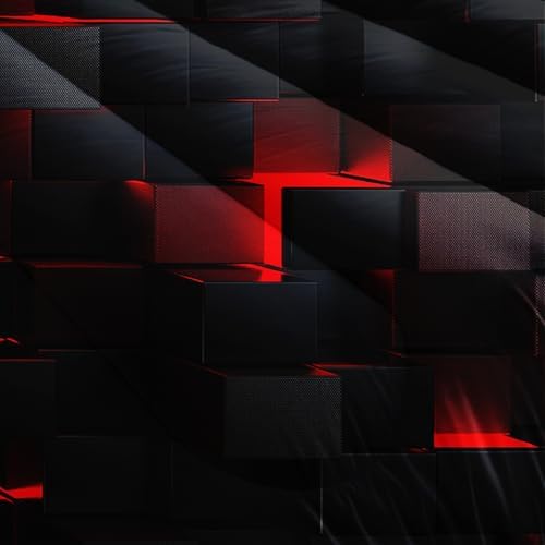Neon Red Black Kids Comforter Set 3PCS Geometric Honeycomb Bedding
