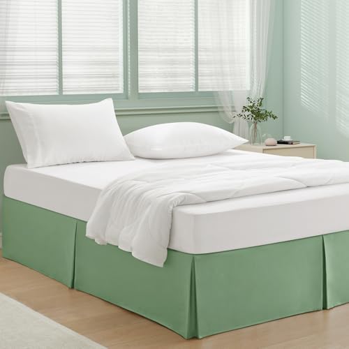 Heywaller 14 Inch Drop Bed Skirt Twin Size Sage Green 1