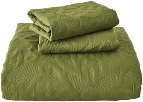 Kingnex Olive Green Oversized King Bedspread Set